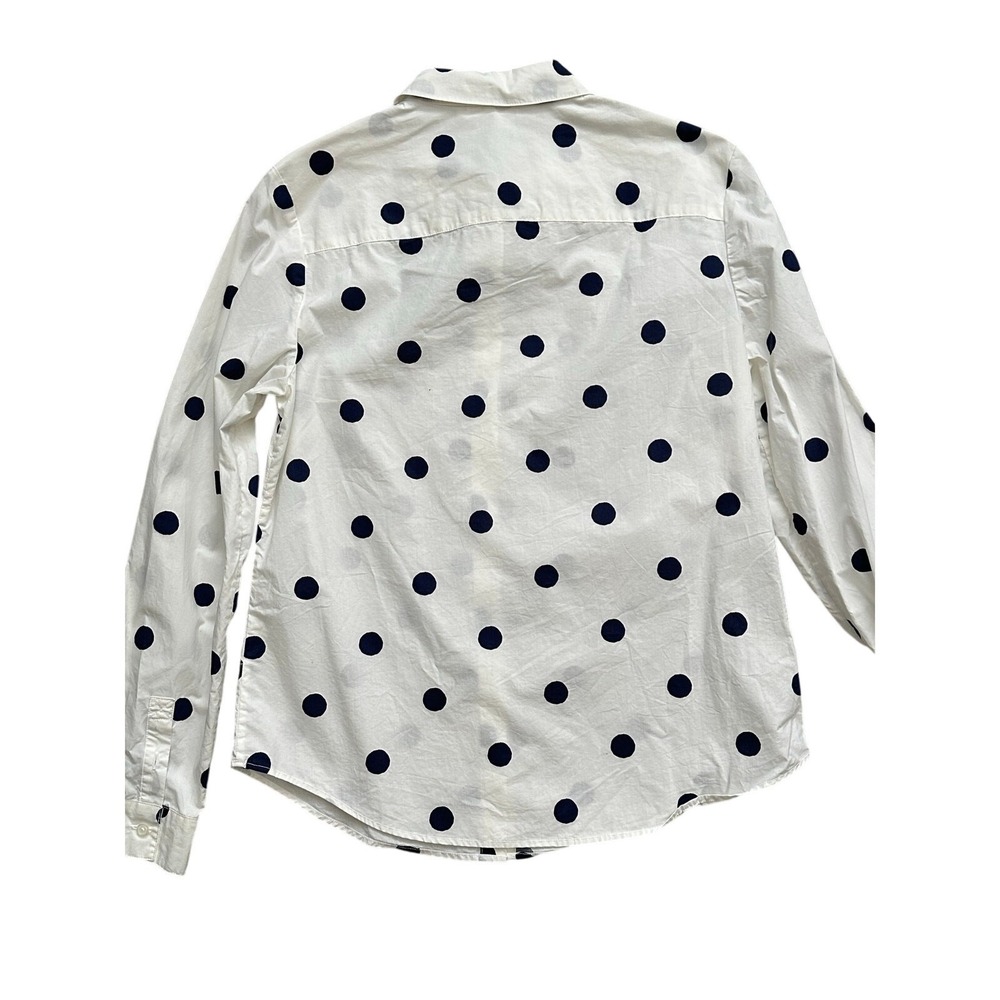 Polka Dot Button Up Shirt Boden Classic White Navy Preppy Cotton 6R - Picture 6 of 8
